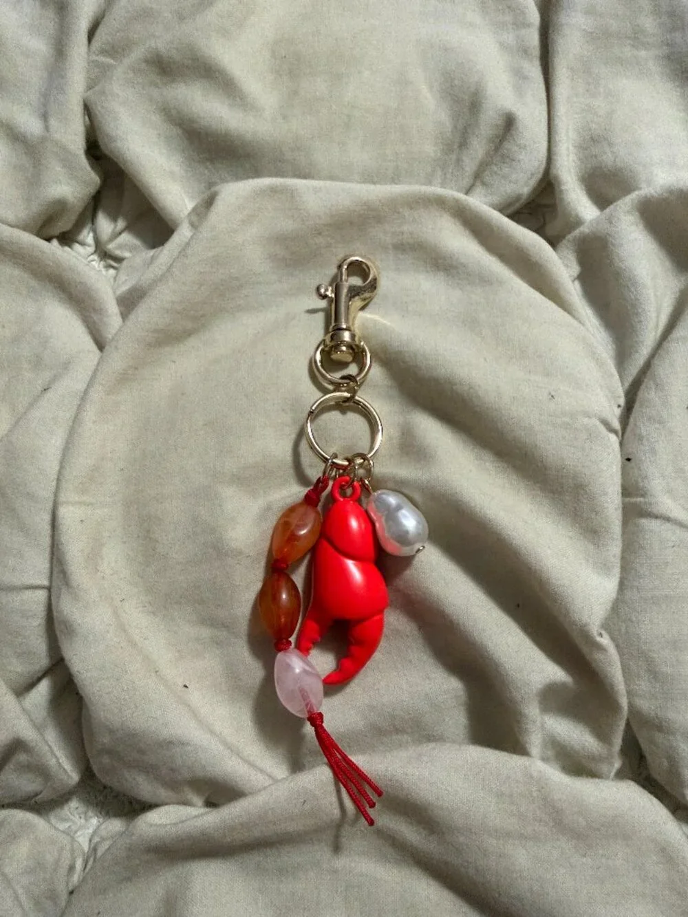 Anthropologie Red Lobster Claw Coastal Bag Charm Keychain Chic